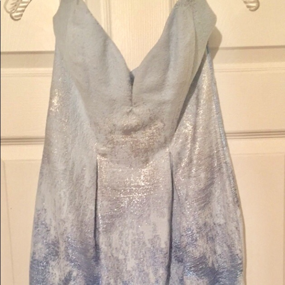 Zimmermann strapless blue shiny dress